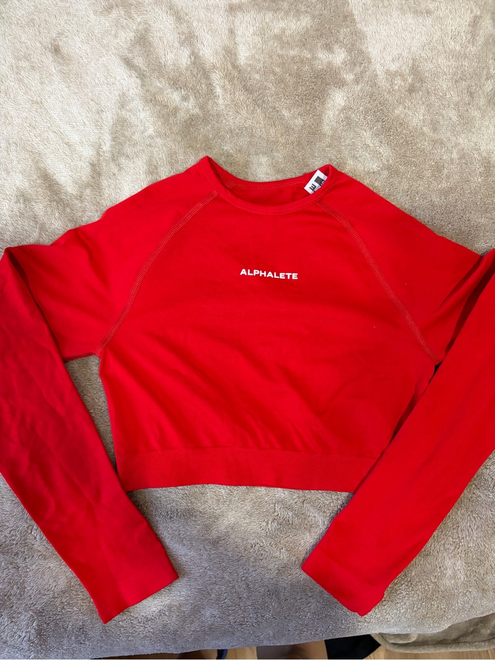 Alphalete Athletic Long Sleeve Red Cropped Top